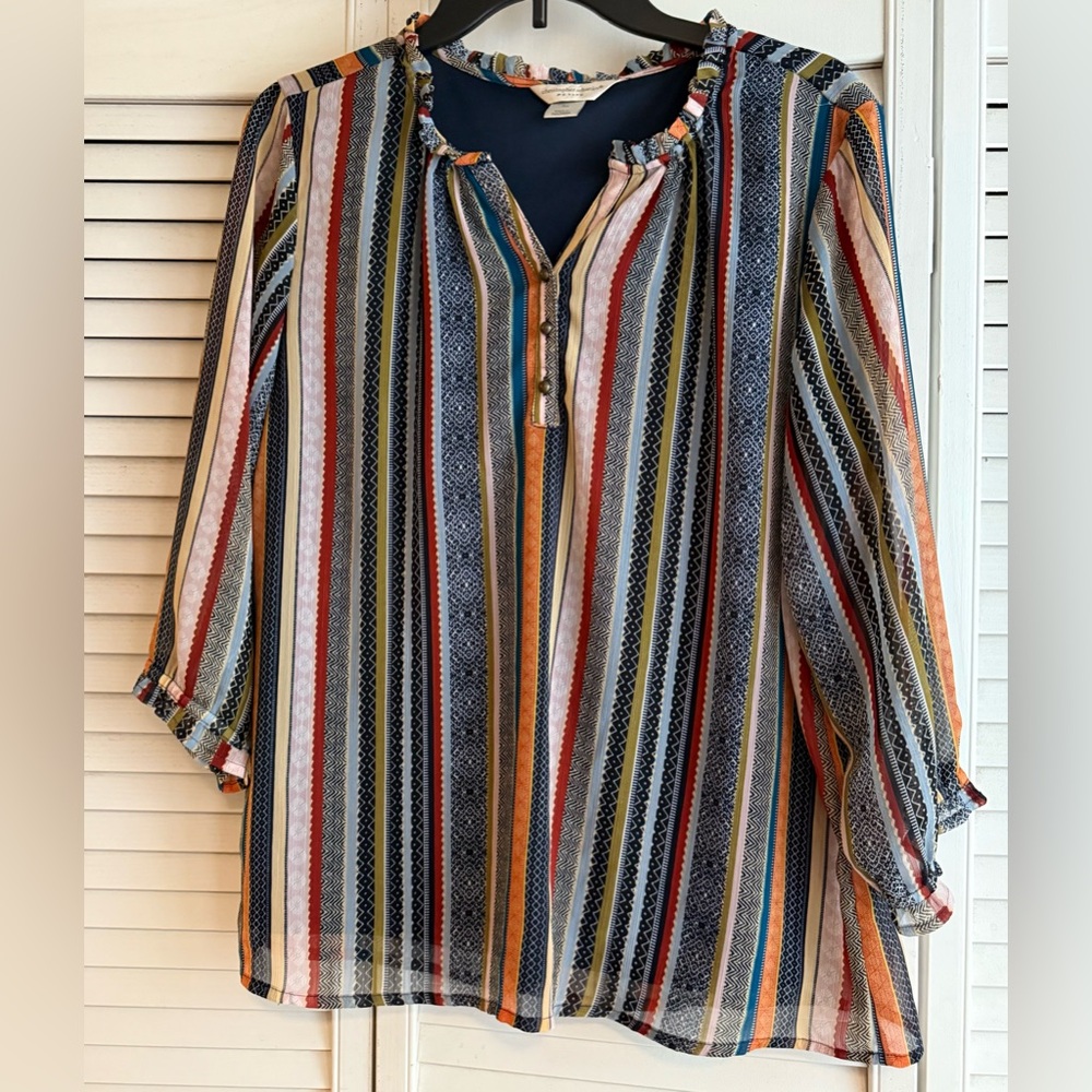 Christopher & Banks, size P L, 3/4 length sleeve, multi color